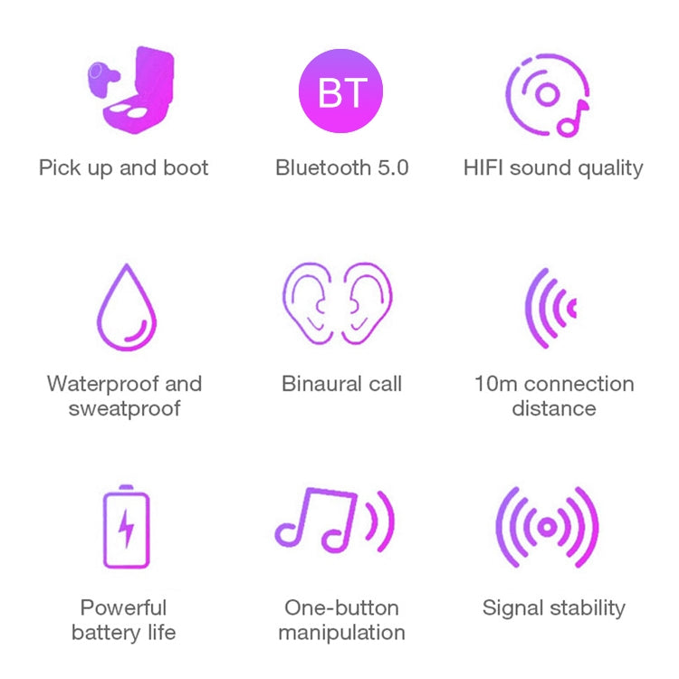DT-4 IPX Waterproof Bluetooth 5.0 Wireless Bluetooth Earphone with 350mAh Magnetic Charging Box, Support for Calling — Black