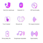 DT-14 Wireless Two Ear Bluetooth Headset Supports Touch & Smart Magnetic Charging & Power On Automatic Pairing — Pink
