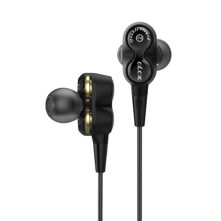 D12 1.2m Wired In Ear 3.5mm Interface Stereo Wire-Controlled HIFI Earphones Dual-motion Loop Running Game Music Headset With Packaging — D12 With Packaging (Black)