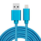 3m 3A Woven Style Metal Head 8 Pin to USB Data / Charger Cable — 3m 8 Pin