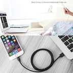3m 3A Woven Style Metal Head 8 Pin to USB Data / Charger Cable — view 6