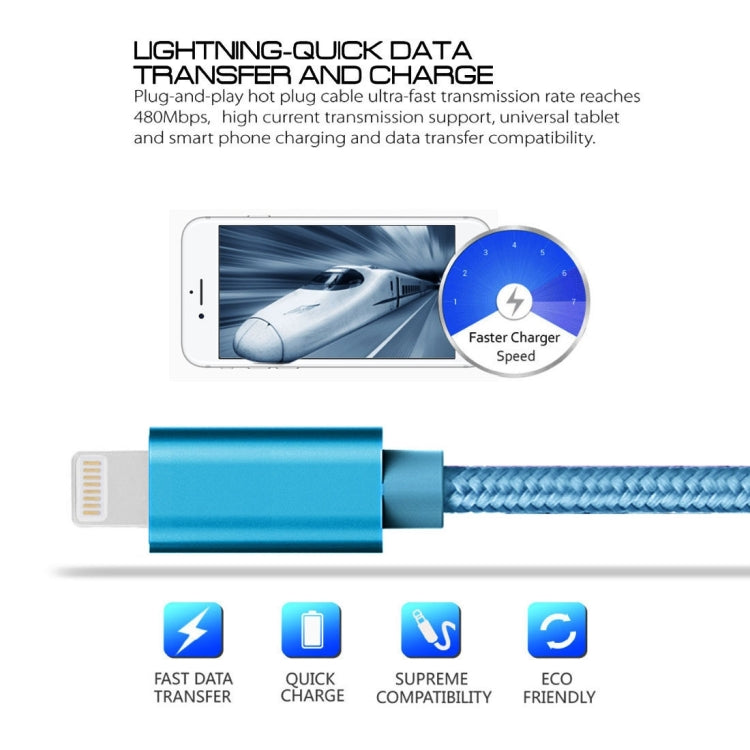 3m 3A Woven Style Metal Head 8 Pin to USB Data / Charger Cable — view 7