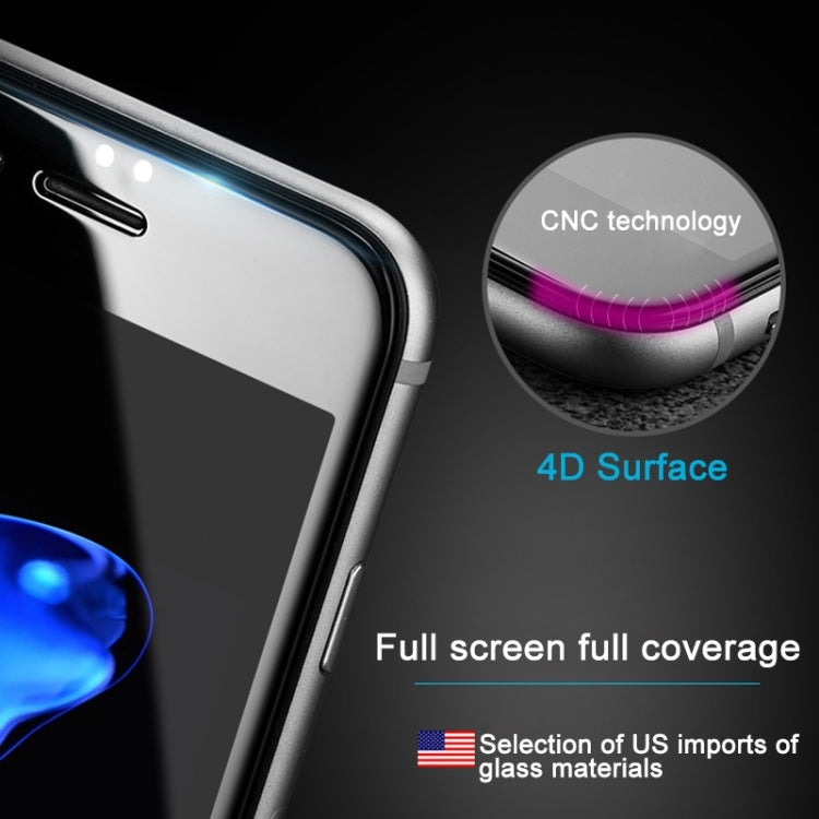 For iPhone 6 & 6s 0.26mm 9H Surface Hardness 4D Curverd Arc Explosion-proof HD Silk-screen Tempered Glass Full Screen Film