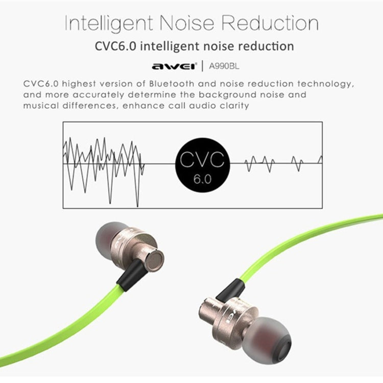 AWEI A990BL Wireless Sport Bluetooth Stereo Earphone with Wire Control + Mic, Support Handfree Call — view 10