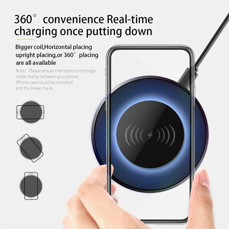 NewRixing NR-3500 Multi-function Atmosphere Light Wireless Charging Bluetooth Speaker with Hands-free Call Function, Support TF Card & USB & FM & AUX