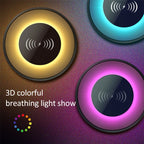 NewRixing NR-3500 Multi-function Atmosphere Light Wireless Charging Bluetooth Speaker with Hands-free Call Function, Support TF Card & USB & FM & AUX
