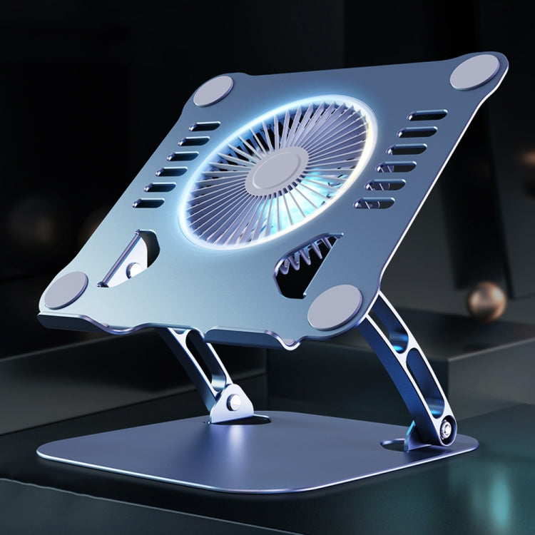 R-JUST HZ22 Dual-purpose Desktop Fan Aluminum Alloy Laptop Bracket with Light