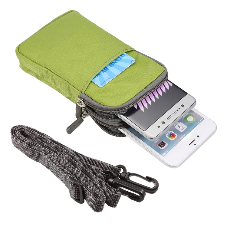 Universal Multi-function Plaid Texture Double Layer Zipper Sports Waist Bag / Shoulder Bag for iPhone X & 7 & 7 Plus / Galaxy S9+ / S8+ / Note 8 / Sony Xperia Z5 / Huawei Mate 8, Size: 16.5 x 9.0 x 3.0cm