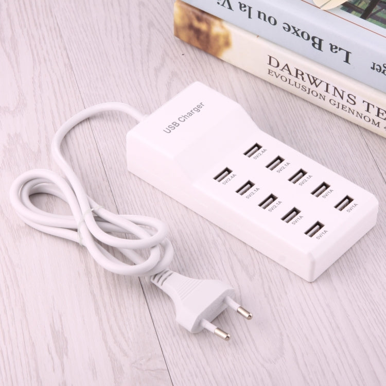5V 2.4A / 2.1A / 1A 10-Port USB Charger Adapter, EU Plug — view 3