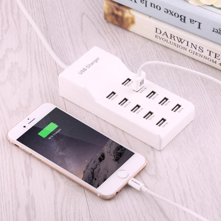 5V 2.4A / 2.1A / 1A 10-Port USB Charger Adapter, EU Plug — view 4