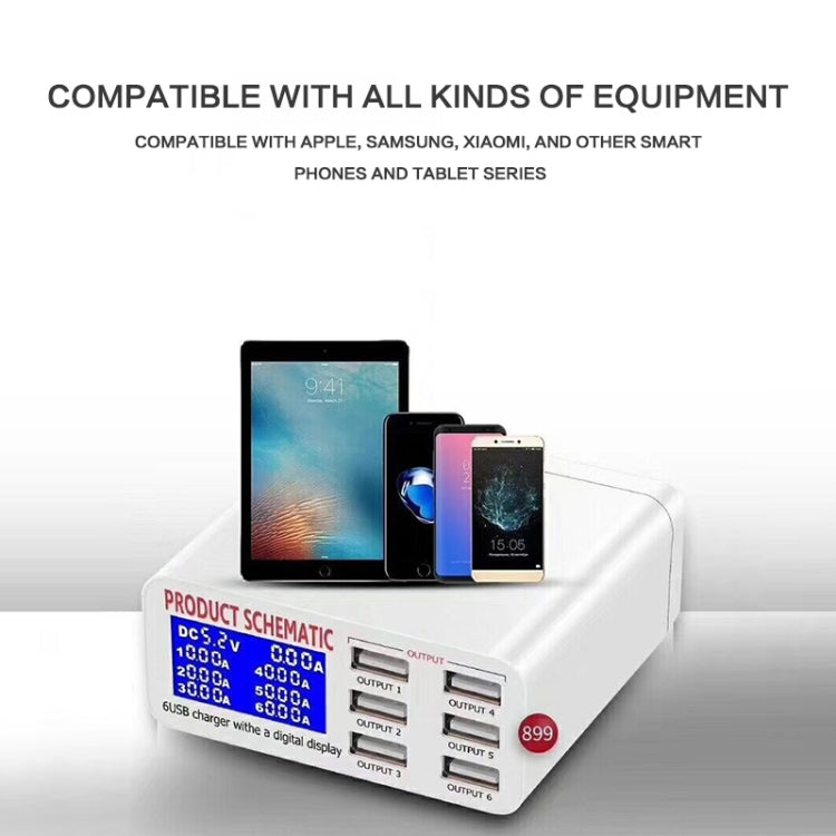 899 30W QC 3.0 6 USB Ports Fast Charger with LCD Digital Display — view 12
