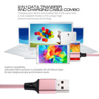1m 2A USB to 8 Pin Nylon Weave Style Data Sync Charging Cable — Pink
