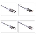 1.05m 8 Pin + Micro USB + USB-C / Type-C to USB Weave Data Sync Charging Cable with LED Indicator — view 3