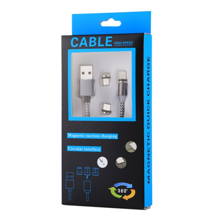 1.05m 8 Pin + Micro USB + USB-C / Type-C to USB Weave Data Sync Charging Cable with LED Indicator — view 5