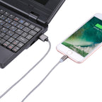 1.05m 8 Pin + Micro USB + USB-C / Type-C to USB Weave Data Sync Charging Cable with LED Indicator — view 6