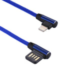 1m 2.4A Output USB to 8 Pin Double Elbow Design Nylon Weave Style Data Sync Charging Cable — 8 Pin Blue