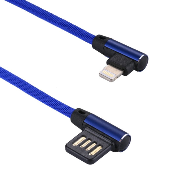 1m 2.4A Output USB to 8 Pin Double Elbow Design Nylon Weave Style Data Sync Charging Cable — 8 Pin Blue