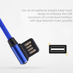 1m 2.4A Output USB to 8 Pin Double Elbow Design Nylon Weave Style Data Sync Charging Cable — 8 Pin Red