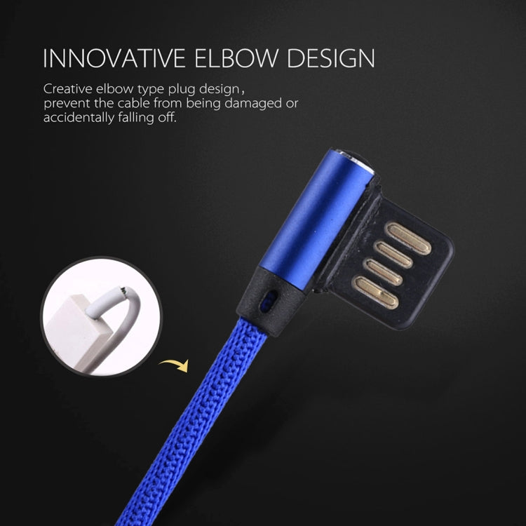 1m 2.4A Output USB to 8 Pin Double Elbow Design Nylon Weave Style Data Sync Charging Cable — 8 Pin Black