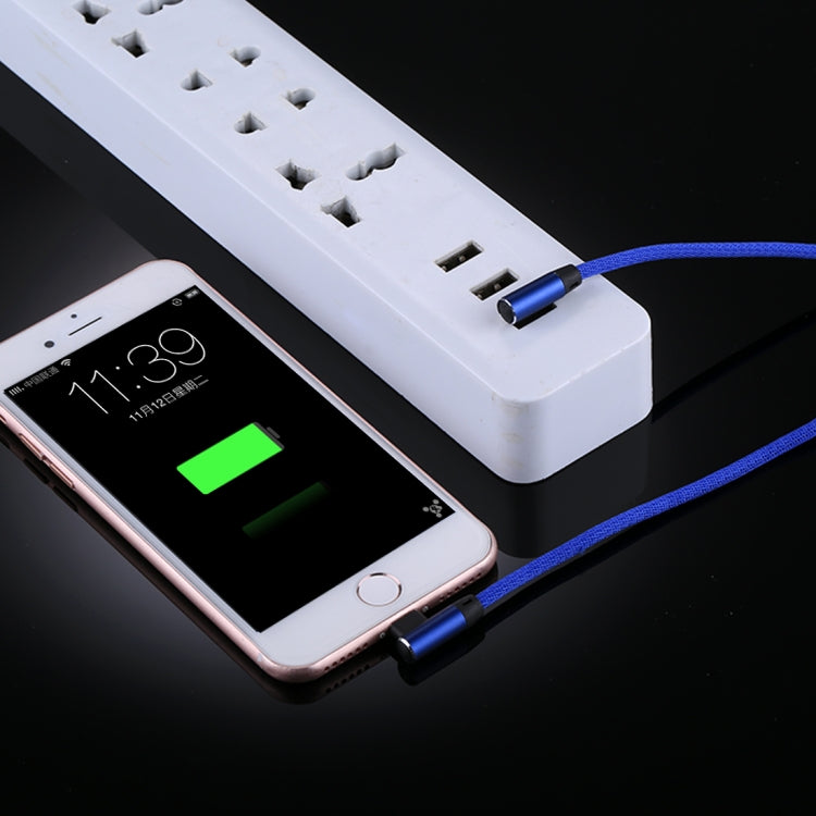 1m 2.4A Output USB to 8 Pin Double Elbow Design Nylon Weave Style Data Sync Charging Cable — 8 Pin Coffee