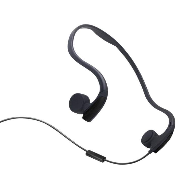 Rear Hanging Wire-Controlled Bone Conduction Outdoor Sports Headphone — Black