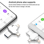 4 in 1 8GB USB 3.0 + 8 Pin + Mirco USB + USB-C / Type-C Dual-use Flash Drive with OTG Function — view 4