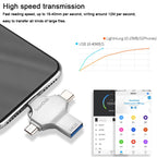 4 in 1 64GB USB 3.0 + 8 Pin + Mirco USB + USB-C / Type-C Dual-use Flash Drive with OTG Function — view 3