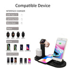 HQ-UD15 5 in 1 8 Pin + Micro USB + USB-C / Type-C Interfaces + 8 Pin Earphone Charging Interface + Wireless Charging Charger Base with Watch Stand — with wireless charging Silver