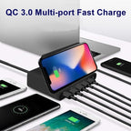 828W 7 in 1 60W QC 3.0 USB Interface + 4 USB Ports + USB-C / Type-C Interface + Wireless Charging Multi-function Charger with Mobile Phone Holder Function, UK Plug — view 10