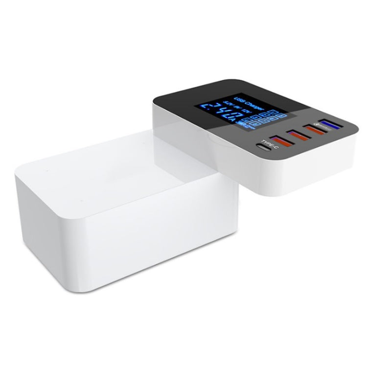 CDA33Q 40W QC 3.0 USB + 3 USB Ports + USB-C / Type-C Ports Multi-function Charger with LED Display, EU Plug — EU Plug
