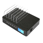 50W 6 USB Ports + 2 USB-C / Type-C Ports + Wireless Charging Multi-function Charger with LED Display & Detachable Bezel, AU Plug — AU Plug