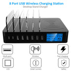 50W 6 USB Ports + 2 USB-C / Type-C Ports + Wireless Charging Multi-function Charger with LED Display & Detachable Bezel, AU Plug — view 5