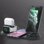 6 in 1 10W Qi Standard Wireless Charger Stand — Black