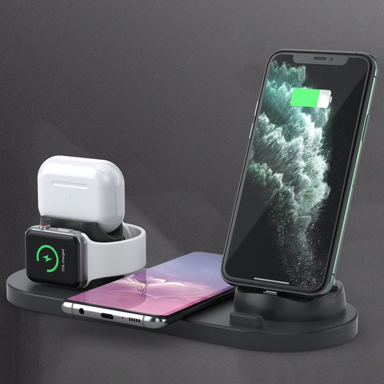 6 in 1 10W Qi Standard Wireless Charger Stand — Black