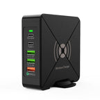 F88W 3 x USB + 2 x USB-C / Type-C Ports QC3.0 Desktop Charger with Wireless Charging Function — F88W