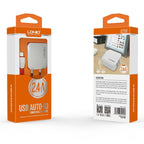 LDNIO A2201 2.4A Dual USB Charging Head Travel Direct Charge Mobile Phone Adapter Charger With Type-C Data Cable — US Plug