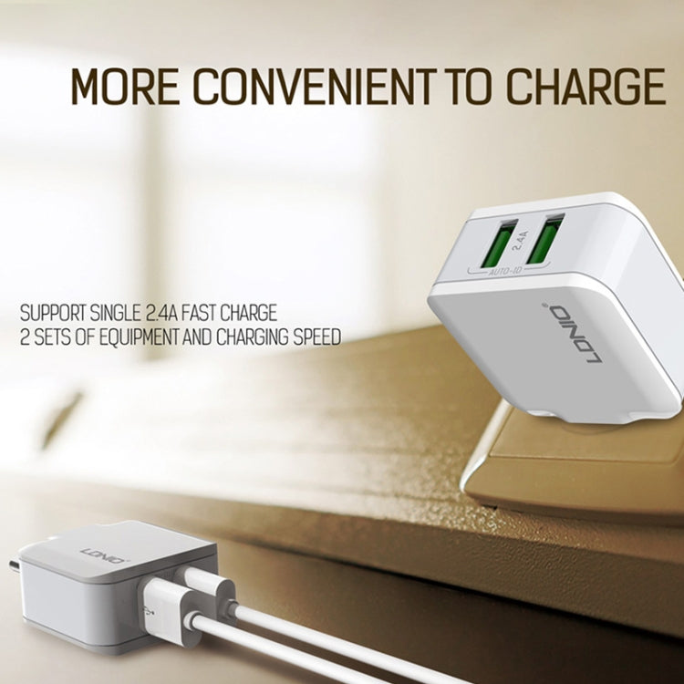 LDNIO A2201 2.4A Dual USB Charging Head Travel Direct Charge Mobile Phone Adapter Charger With Type-C Data Cable — view 7