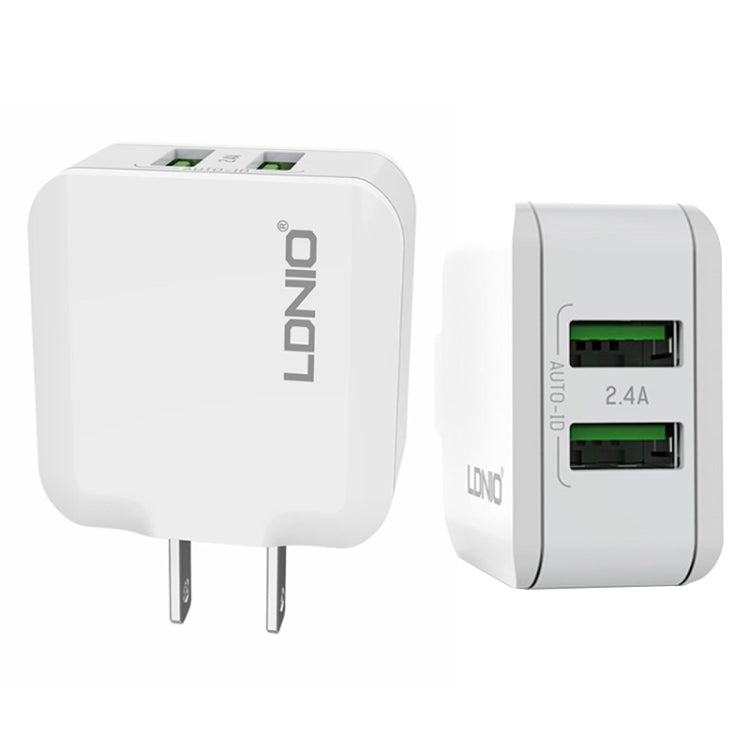 LDNIO A2201 2.4A Dual USB Charging Head Travel Direct Charge Mobile Phone Adapter Charger With Type-C Data Cable — view 8