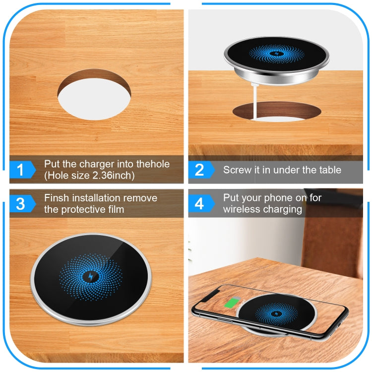 S50 15W Ultra-thin Desktop Embedded Wireless Charger embedded — view 6