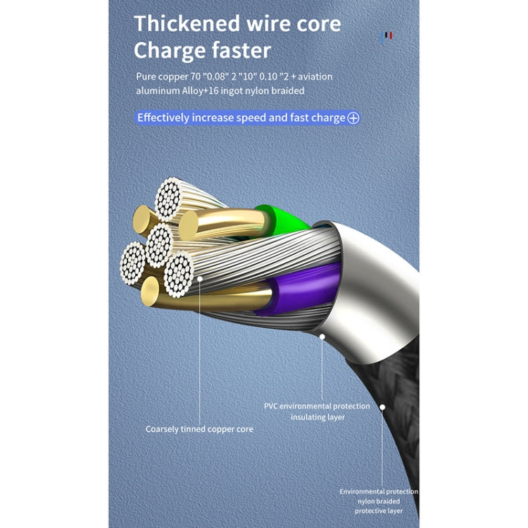 40W 5A USB to Micro USB + USB-C / Type-C + 8 Pin Fast Charging Data Cable, Cable Length: 1.2m — view 9