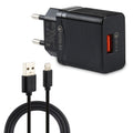 LZ-728 2 in 1 18W QC 3.0 USB Interface Travel Charger + USB to 8 Pin Data Cable Set, EU Plug, Cable Length: 1m