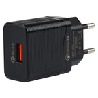 LZ-728 2 in 1 18W QC 3.0 USB Interface Travel Charger + USB to 8 Pin Data Cable Set, EU Plug, Cable Length: 1m — with 8 Pin Cable