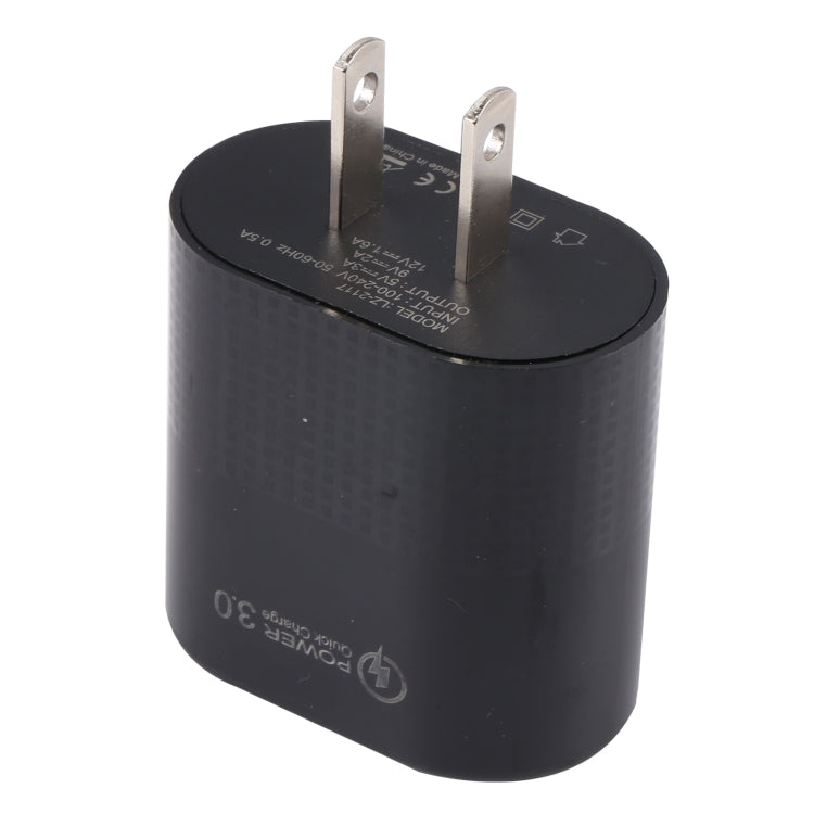 LZ-2117 18W QC3.0 3.1A USB Fast Charger, US Plug — Black