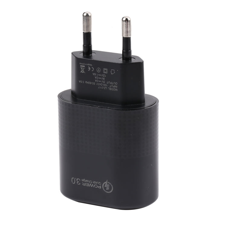 LZ-2117 18W QC3.0 3.1A USB Fast Charger, EU Plug — White