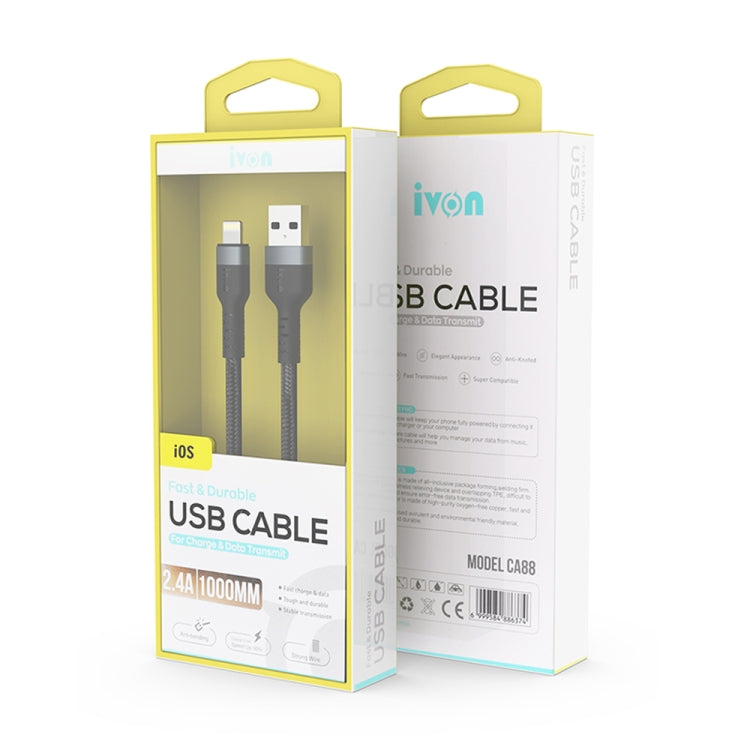 IVON CA88 12W 2.4A USB to Micro USB Nylon Braid Fast Charge Data Cable, Cable Length: 1m — view 7