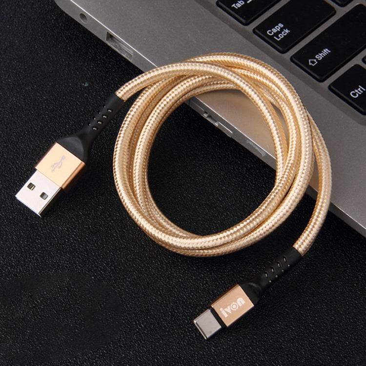 IVON CA89 2.1A USB to USB-C / Type-C Braid Fast Charge Data Cable, Cable Length: 1m