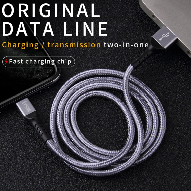IVON CA89 2.1A USB to Micro USB Braid Fast Charge Data Cable, Cable Length: 1m