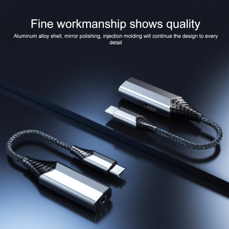 BY206 USB-C / Type-C Male to PD 60W USB-C / Type-C Charging + 3.5mm Audio Female Earphone Adapter