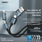 REMAX RC-020t 2.4A Aurora Series 4 in 1 8 Pin + USB +2 x Type-C Data Snyc Charging Cable, Cable Length: 1m — view 4