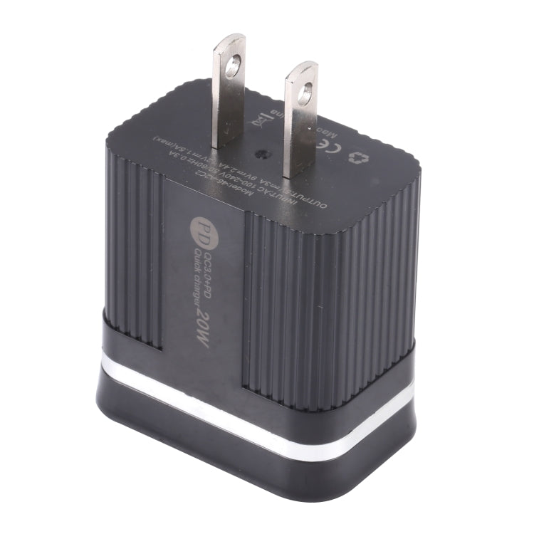 46-A2C2 20W PD + QC3.0 USB Multifunction Fast Charger, US Plug — White